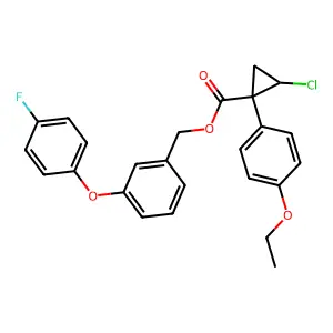 [3-(4-fluorophenoxy)phenyl]methyl (1R,2S)-2-chloro-1-(4-ethoxyphenyl)cyclopropane-1-carboxylate structure