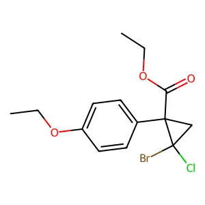 Cyclopropanecarboxylic acid, 2-bromo-2-chloro-1-(4-ethoxyphenyl)-, ethyl ester, cis- structure