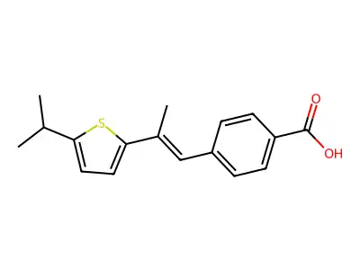 (E)-4-(2-(5-isopropylthiophen-2-yl)prop-1-enyl)benzoic acid structure