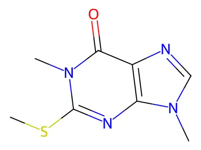 Hypoxanthine, 1,9-dimethyl-2-(methylthio)- structure