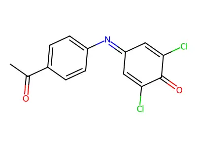 2,5-Cyclohexadien-1-one, 4-((p-acetylphenyl)imino)-2,6-dichloro- structure