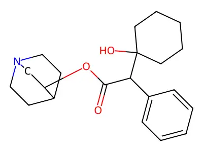 Cyclohexaneacetic acid, 1-hydroxy-alpha-phenyl-, 3-quinuclidinyl ester structure
