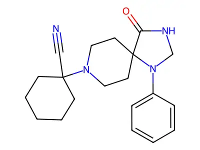 Cyclohexanecarbonitrile, 1-(4-oxo-1-phenyl-1,3,8-triazaspiro(4,5)dec-8-yl)- structure