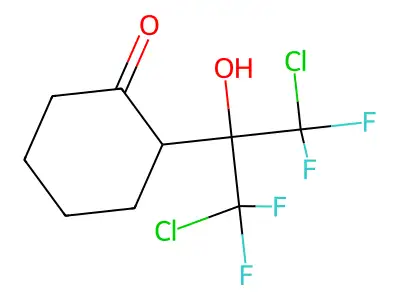 2-(1,3-Dichloro-1,1,3,3-tetrafluoro-2-hydroxypropan-2-yl)cyclohexan-1-one structure