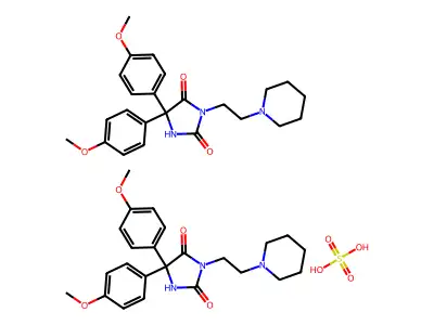 Hydantoin, 5,5-bis(p-methoxyphenyl)-3-(2-piperidinoethyl)-, hemisulfate structure