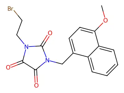Imidazolidinetrione, 1-(2-bromoethyl)-3-(4-methoxy-1-naphthylmethyl)- structure