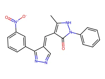 (4Z)-5-methyl-4-{[3-(3-nitrophenyl)-1H-pyrazol-4-yl]methylidene}-2-phenyl-2,4-dihydro-3H-pyrazol-3-one structure