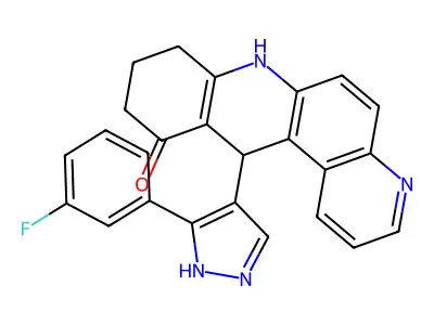 12-[3-(3-Fluorophenyl)-1H-pyrazol-4-yl]-8,9,10,12-tetrahydrobenzo[b]-4,7-phenanthrolin-11(7H)-one structure
