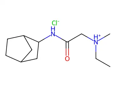 Acetamide, 2-(ethylmethylamino)-N-(2-norbornanyl)-, hydrochloride structure