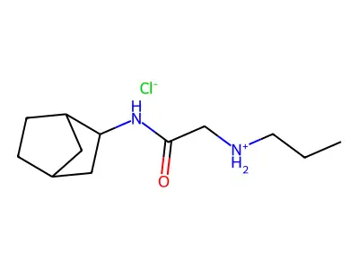 Acetamide, N-(2-norbornanyl)-2-(propylamino)-, hydrochloride structure