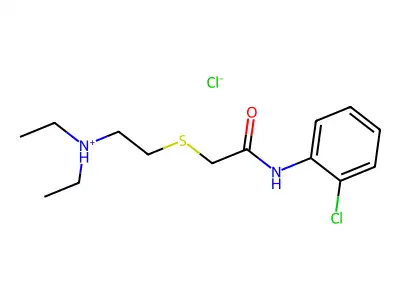Acetanilide, 2'-chloro-2-(2-(diethylamino)ethylthio)-, hydrochloride structure