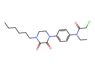 Acetanilide, 2-chloro-4'-(2,3-dioxo-4-hexyl-1-piperazinyl)-N-ethyl- structure