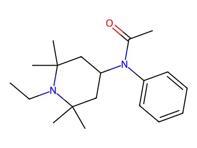 N-(1-ethyl-2,2,6,6-tetramethylpiperidin-4-yl)-N-phenylacetamide structure