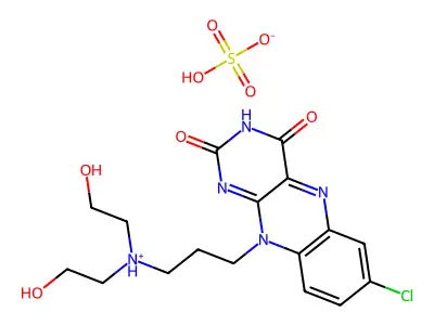 Isoalloxazine, 7-chloro-10-(3-(bis(2-hydroxyethyl)amino)propyl)-, sulfate structure
