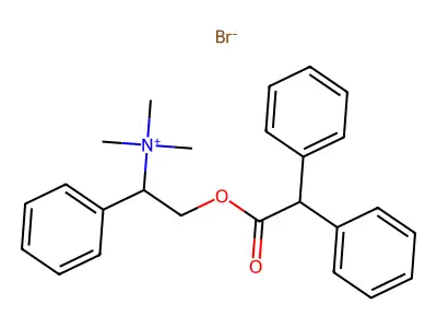 Ammonium, (alpha-(hydroxymethyl)benzyl)trimethyl-, bromide, diphenylacetate structure