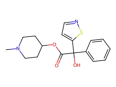 1-Methylpiperidin-4-yl hydroxy(phenyl)(1,2-thiazol-5-yl)acetate structure