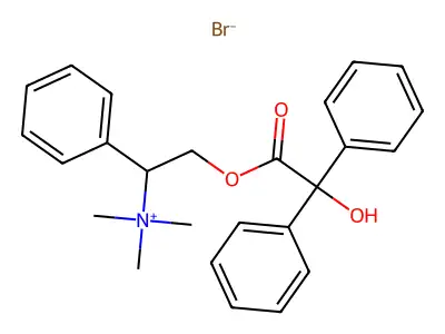 Ammonium, (alpha-(hydroxymethyl)benzyl)trimethyl-, bromide, benzilate structure