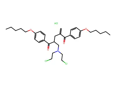 2-((Bis(2-chloroethyl)amino)methyl)-4-methylene-1,5-bis(4-(pentyloxy)phenyl)-1,5-pentanedione structure