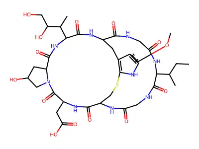 alpha-Amanitin, 1-L-aspartic acid-4-(2-mercapto-6-methoxy-L-tryptophan)-, de-S-oxide structure