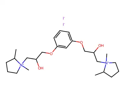 Pyrrolidinium, 1,1'-(m-phenylenebis(oxy(2-hydroxytrimethylene)))bis(1,2-dimethyl-, diiodide structure