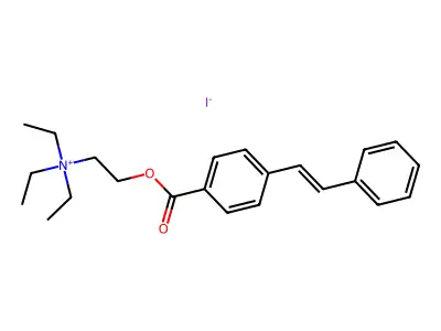 Triethyl-[2-[4-(2-phenylethenyl)benzoyl]oxyethyl]azanium iodide structure
