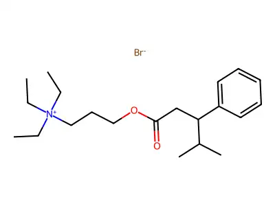 Ammonium, (3-hydroxypropyl)triethyl-, bromide, 3-methyl-2-phenylvalerate structure