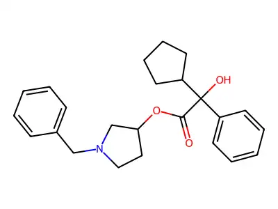 1-Benzylpyrrolidin-3-yl cyclopentyl(hydroxy)phenylacetate structure