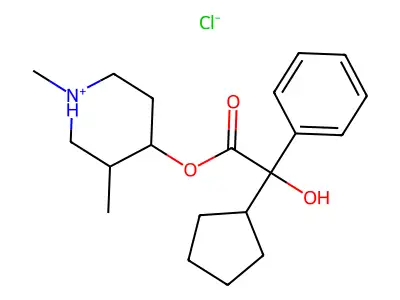 Mandelic acid, alpha-cyclopentyl-, 1,3-dimethyl-4-piperidyl ester, hydrochloride structure