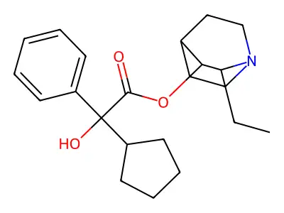 Mandelic acid, alpha-cyclopentyl-, 2-ethyl-3-quinuclidinyl ester structure