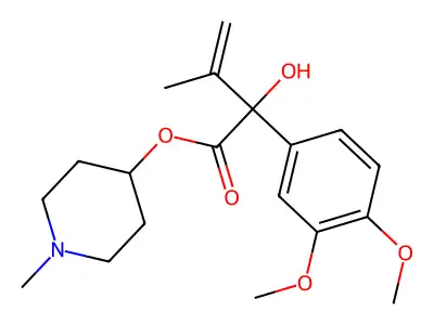 Mandelic acid, 3,4-dimethoxy-alpha-isopropenyl-, 1-methyl-4-piperidyl ester structure