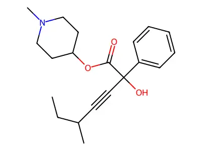 Mandelic acid, alpha-(3-methyl-1-pentynyl)-, 1-methyl-4-piperidyl ester structure