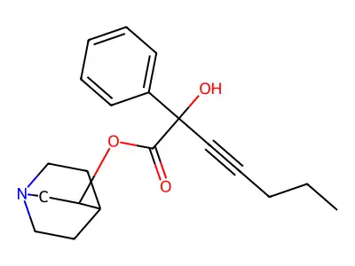 Mandelic acid, alpha-(1-pentynyl)-, 3-quinuclidinyl ester structure