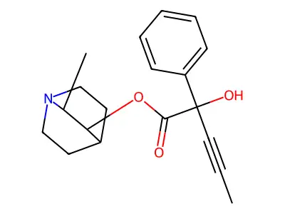 Mandelic acid, alpha-(1-propynyl)-, 2-methyl-3-quinuclidinyl ester structure