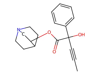 Mandelic acid, alpha-(1-propynyl)-, 3-quinuclidinyl ester structure