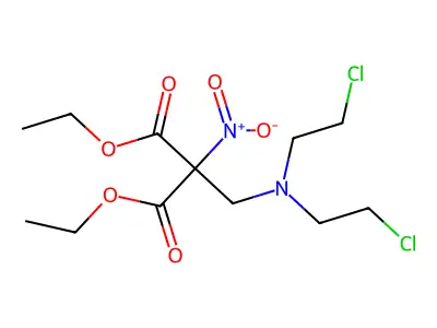 Malonic acid, ((bis(2-chloroethyl)amino)methyl)nitro-, diethyl ester structure