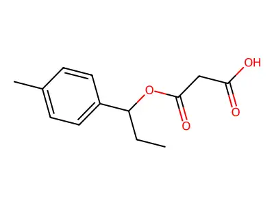 Malonic acid, mono(alpha-ethyl-p-methylbenzyl) ester structure