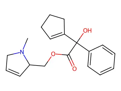 Mandelic acid, alpha-(1-cyclopentenyl)-, 1-methyl-3-pyrrolin-2-ylmethyl ester structure
