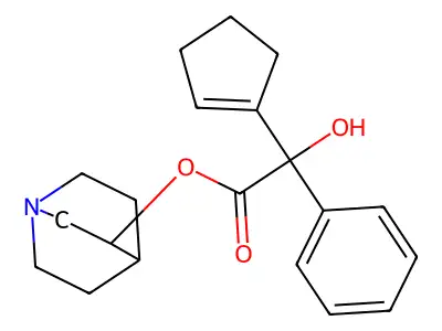 Mandelic acid, alpha-(1-cyclopentenyl)-, 3-quinuclidinyl ester structure