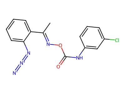 [1-(2-azidophenyl)ethylideneamino] N-(3-chlorophenyl)carbamate structure