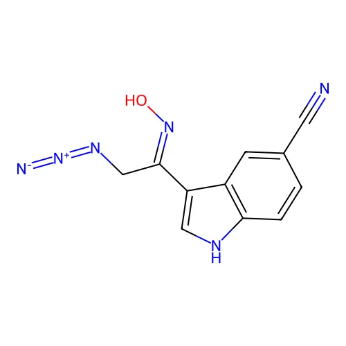 3-[C-(azidomethyl)-N-hydroxycarbonimidoyl]-1H-indole-5-carbonitrile structure