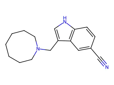 1H-Indole-5-carbonitrile, 3-((hexahydro-1(2H)-azocinyl)methyl)- structure