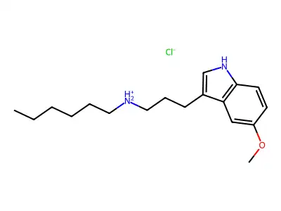 Indole, 3-((2-hexylamino)propyl)-5-methoxy-, hydrochloride structure