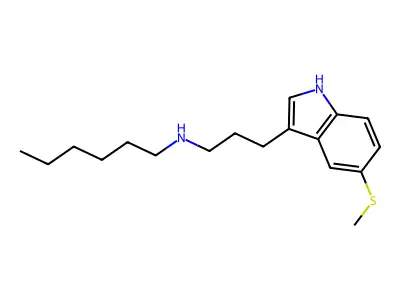 Indole, 3-(2-(hexylamino)propyl)-5-methylthio- structure