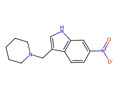Indole, 6-nitro-3-(piperidinomethyl)- structure