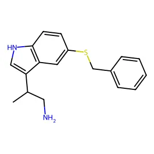 Indole, 3-(1-amino-2-propyl)-5-benzylthio- structure
