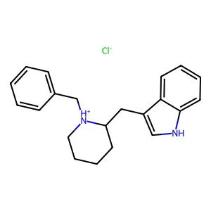 1H-Indole, 3-((1-(phenylmethyl)-2-piperidinyl)methyl)-, hydrochloride (1:1) structure
