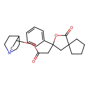2-Oxaspiro(4.4)nonane-3-acetic acid, 1-oxo-3-phenyl-, 3-quinuclidinyl ester structure