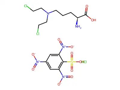 2-Amino-5-(bis(2-chloroethyl)amino)valeric acid picrylsulfonate hydrochloride structure
