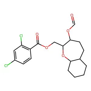 Benzoic acid, 2,4-dichloro-, (3-(formyloxy)decahydro-1-benzoxepin-2-yl)methyl ester, (2alpha,3beta,5abeta,9aalpha)- structure
