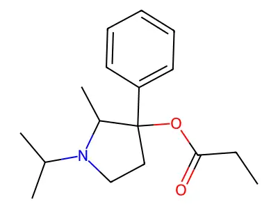 2-Methyl-3-phenyl-1-(propan-2-yl)pyrrolidin-3-yl propanoate structure